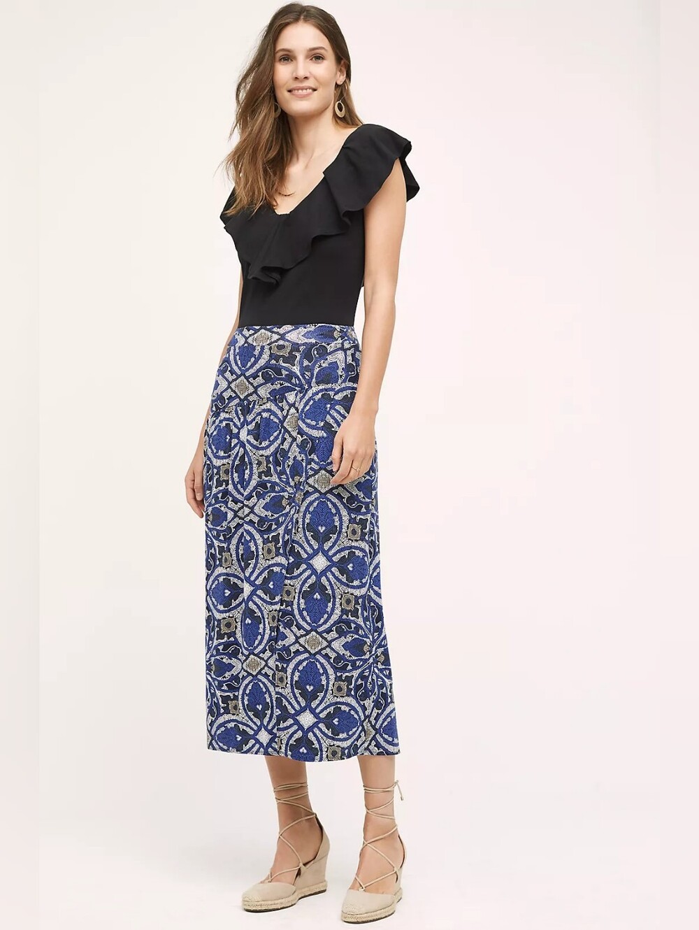 Maeve Anthropologie Cyprus Faux Wrap Maxi Skirt In Small